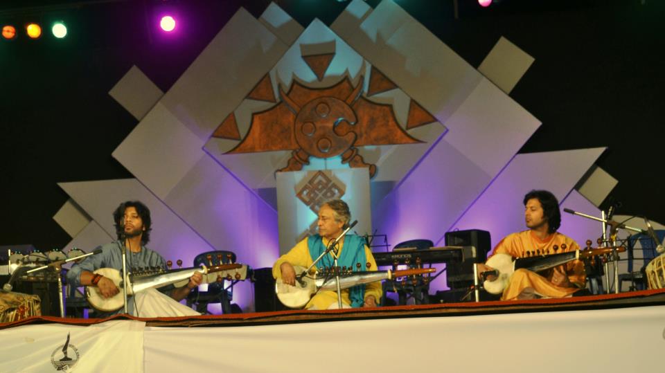 Father and sons: Sarod  lives on. 